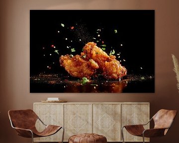 Gros plan sur les ailes de poulet croustillantes sur Poster Art Shop