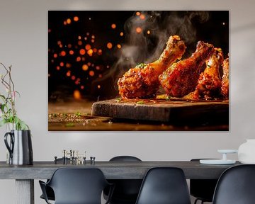 Crispy chicken drumsticks in a smoky glow by Poster Art Shop
