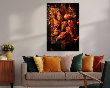 Knusprige Hähnchenkeulen mit Sauce von Poster Art Shop