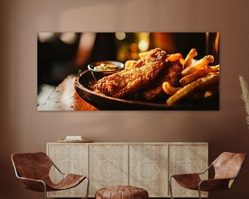 Crispy fish fillet with chips by Poster Art Shop