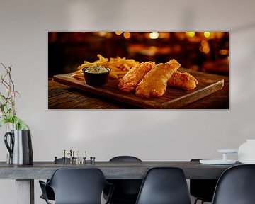 Crispy fish with chips and dip by Poster Art Shop