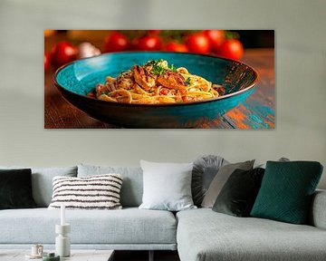 Creative pasta with chicken and tomatoes by Poster Art Shop