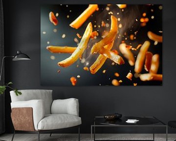 Knapperige frietjes in de lucht - een moment van plezier van Poster Art Shop