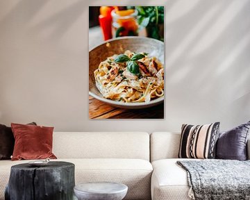 Delicious pasta with chicken and basil by Poster Art Shop