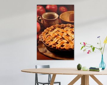 Heerlijke appeltaart met thee - een moment van plezier van Poster Art Shop