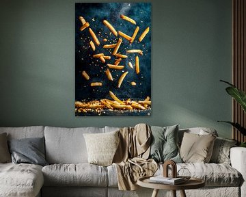 Artistieke frietjes tijdens de vlucht van Poster Art Shop