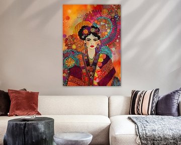 Feminisme Portret Latina Oorbellen Kleurrijk van Niklas Maximilian