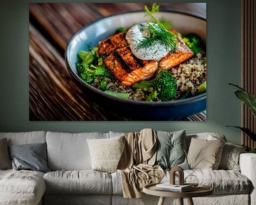 Salmon fillet on quinoa with broccoli by Poster Art Shop