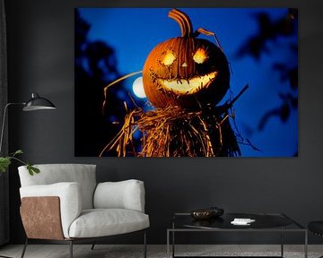 Smiling pumpkin under the moonlight by Poster Art Shop