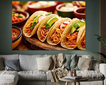 Delicious tacos with spicy poultry by Poster Art Shop
