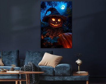 Glowing pumpkin figure in the moonlight by Poster Art Shop