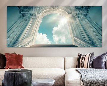 Lichtovergoten boog in de lucht van Poster Art Shop