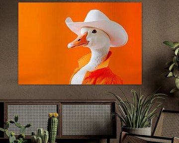 Funny goose in cowboy hat and jacket by Poster Art Shop