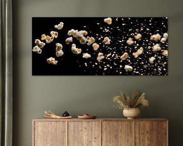 Airy popcorn explosion on black by Poster Art Shop