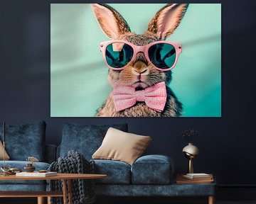 Lapin décontracté avec lunettes de soleil et ruban sur Poster Art Shop