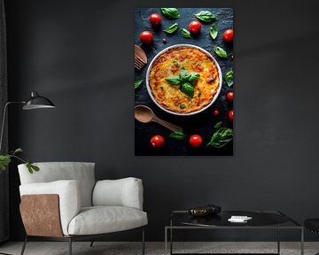 Mediterrane Quiche mit frischem Basilikum von Poster Art Shop