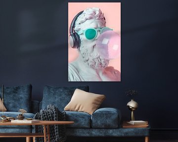 Modern sculpture with chewing gum and headphones by Poster Art Shop