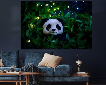 Panda pluche knuffel in het avondlicht van Poster Art Shop