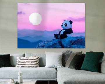 Ours en peluche panda sous un ciel de pleine lune sur Poster Art Shop