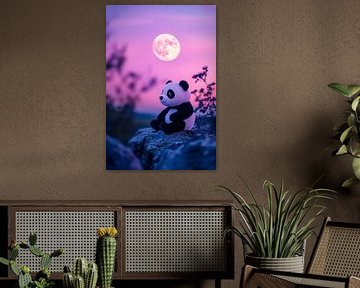 Panda at dusk with full moon by Poster Art Shop