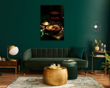 Pasta aus frischen Zutaten im Fokus von Poster Art Shop