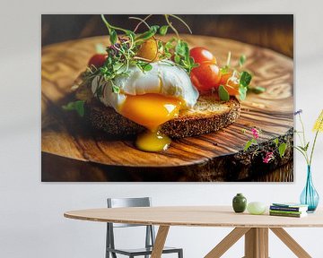 Perfect egg dish on rustic bread by Poster Art Shop