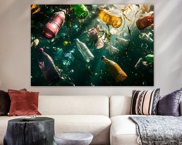 Plastic waste in the water - play of colours by Poster Art Shop