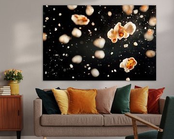 Popcorn explosie op zwart - creatief en heerlijk van Poster Art Shop