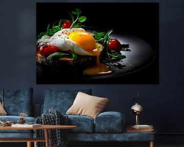 Poached egg on a bed of colourful salad by Poster Art Shop