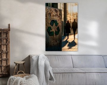 Recycling symbol backlit - Urban flair by Poster Art Shop