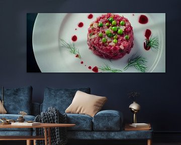 Beetroot tartare with pea decoration by Poster Art Shop