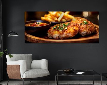 Rustic platter meal with chips by Poster Art Shop