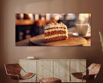 Juicy slice of carrot cake with cream by Poster Art Shop