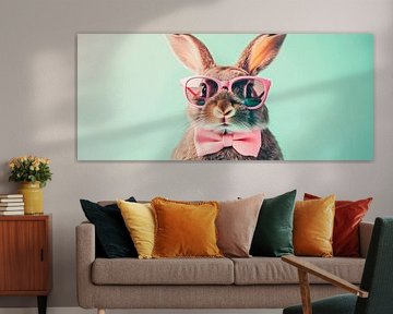 Lapin chic avec lunettes de soleil et nœud papillon sur Poster Art Shop