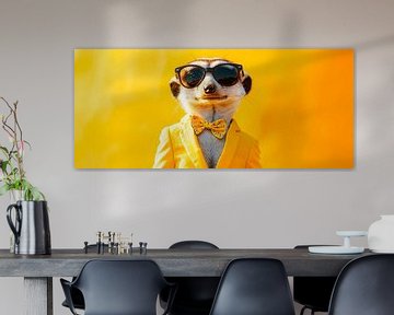 Chique stokstaartje in een geel pak van Poster Art Shop