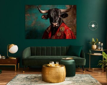 Sierlijke stier in een elegant jasje van Poster Art Shop