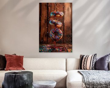 Chocolade donuts met kleurrijke hagelslag van Poster Art Shop