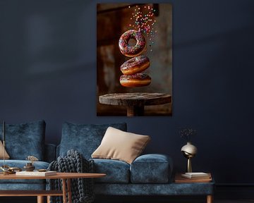 Drijvende donuts met kleurrijke hagelslag van Poster Art Shop