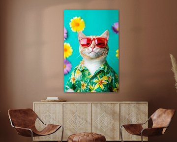 Cat wearing sunglasses in summer look by Poster Art Shop
