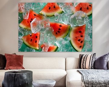 Zomerse frisheid: watermeloen met ijs van Poster Art Shop