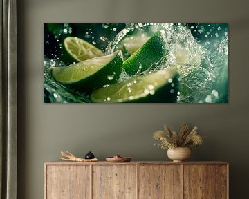 Sparkling limoenen in vers water van Poster Art Shop