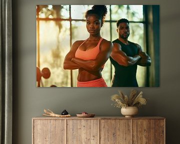 Strong fitness pair in strength training by Poster Art Shop