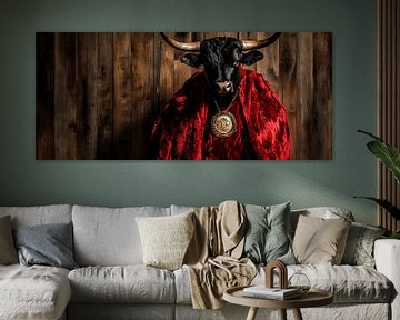 Stier met rode cape en medaille van Poster Art Shop