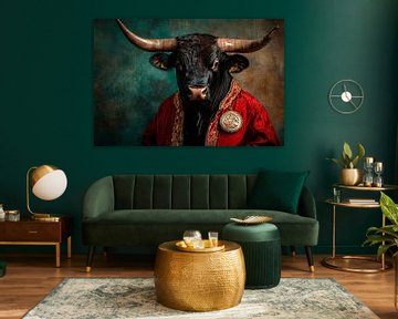 Stier in een koninklijke jas - Elegant en majestueus van Poster Art Shop