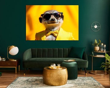 Stijlvol stokstaartje in pak van Poster Art Shop