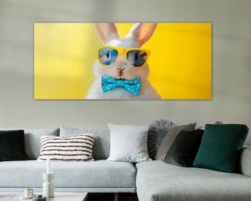 Lapin stylé avec lunettes de soleil et nœud papillon sur Poster Art Shop