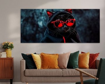 Stylish black cat in sunglasses by Poster Art Shop