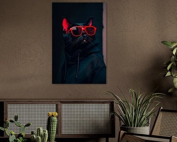 Stylish black tomcat with sunglasses by Poster Art Shop