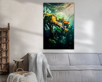 Underwater waste collection point in the light by Poster Art Shop