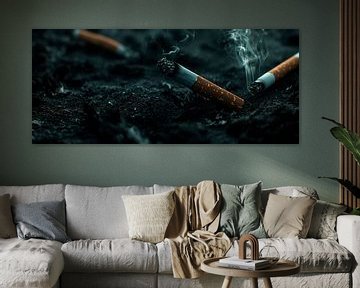 Burnt cigarettes in dark soil by Poster Art Shop